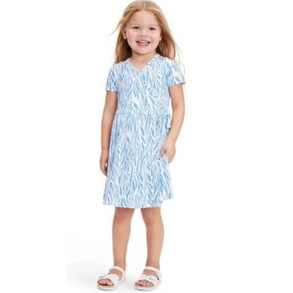 New Diane Von Furstenberg Girls Short Sleeve Dress Sea Twig Blue Large 10/12 - Picture 2 of 4